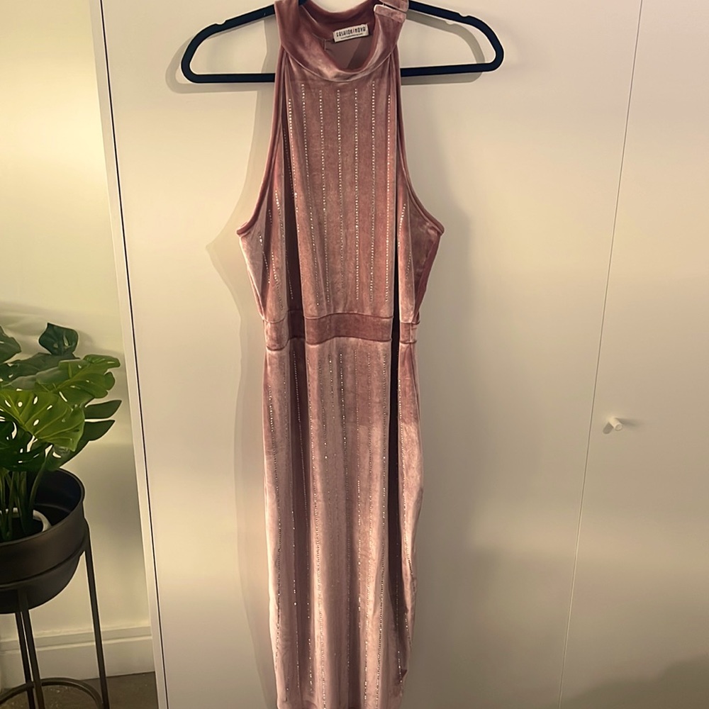 Velvet and Rhinestone Halter Dress